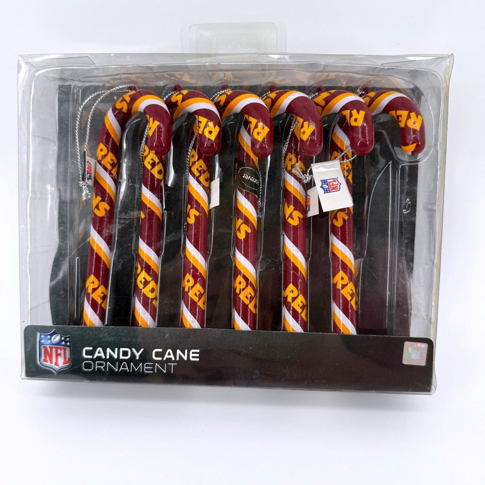 Forever Collectibles NFL Candy Cane Ornament Washington Redskins 6pk Burgundy